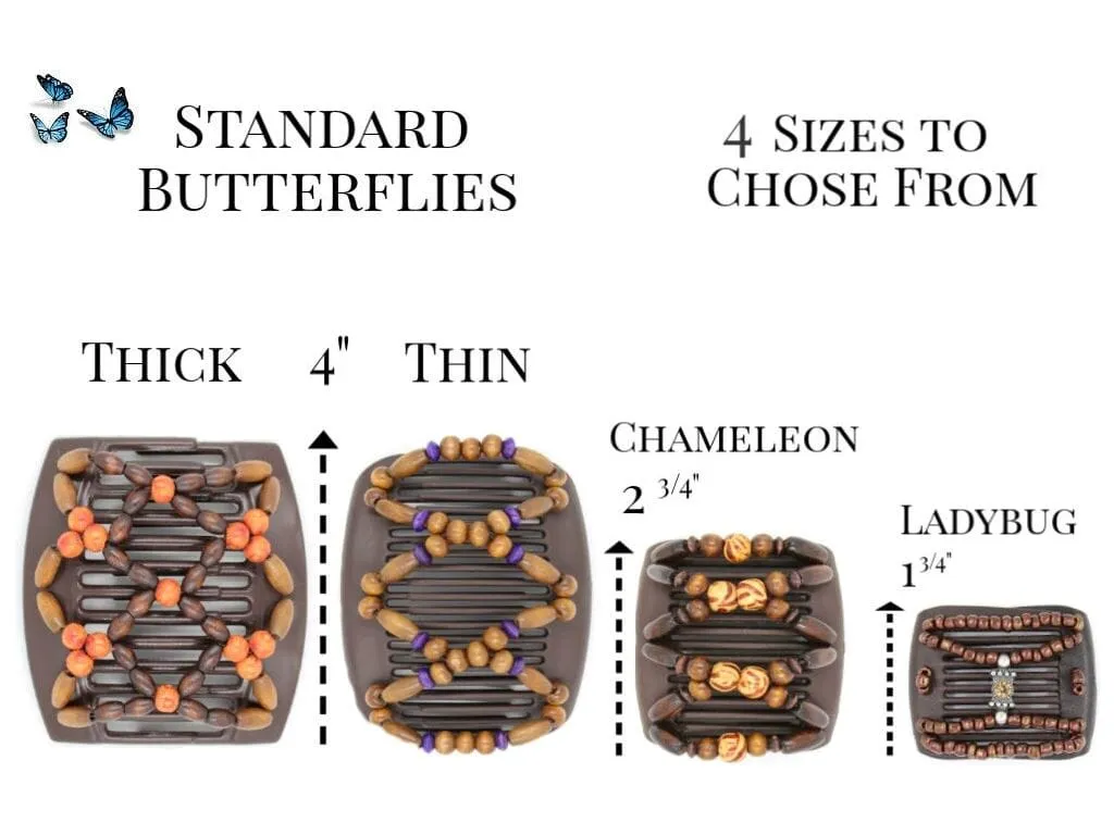 African Butterfly Chameleon Hair Comb - Ndalena Clear 25