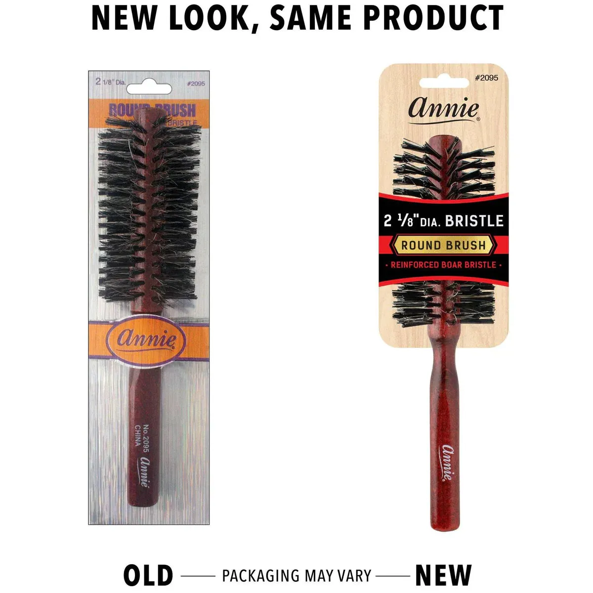 Annie Natural Boar Bristle Hard Round Brush 2 1/8 Inch 2095