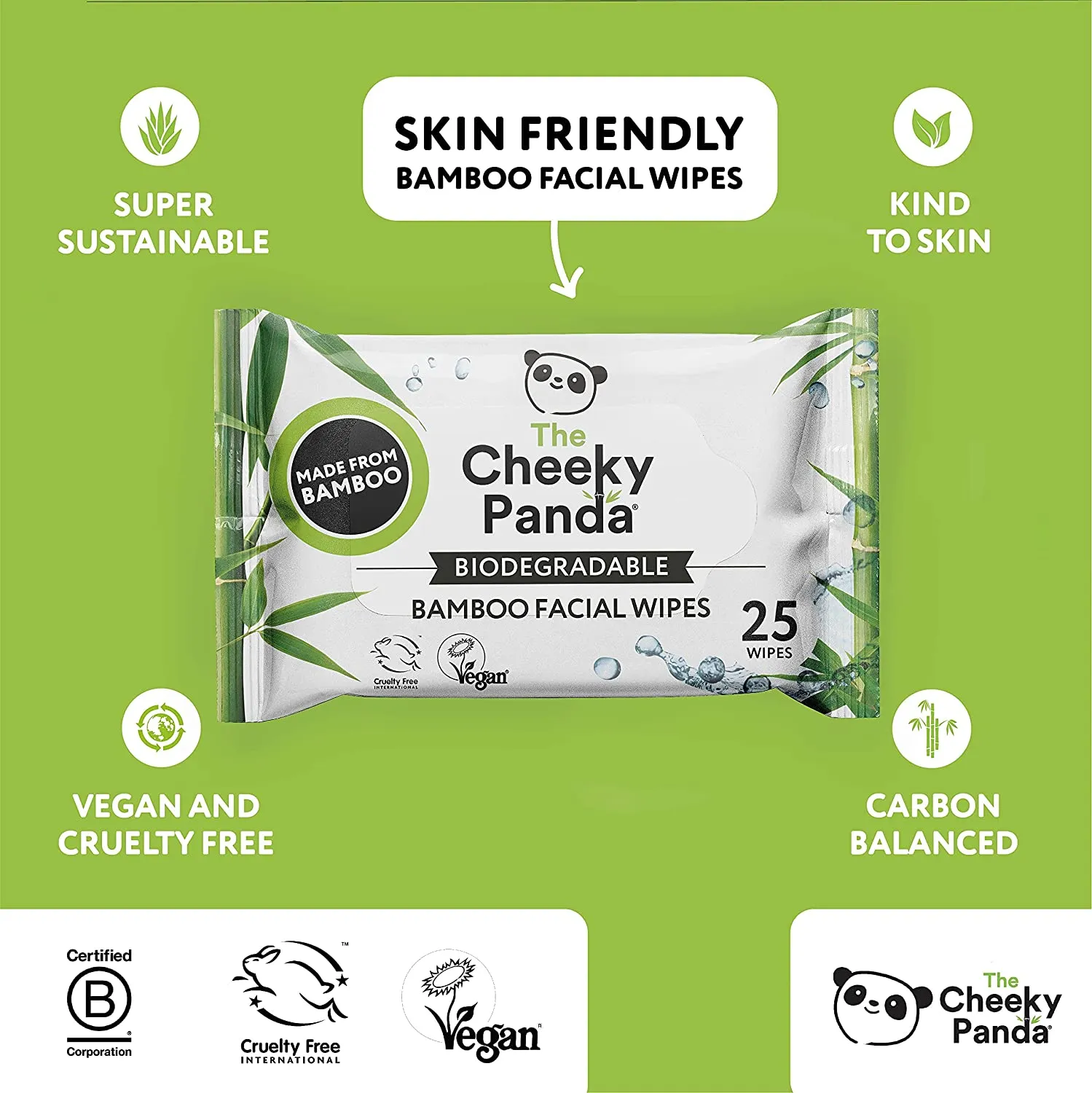 Bamboo Biodegradable Face Wipes (6 pack)