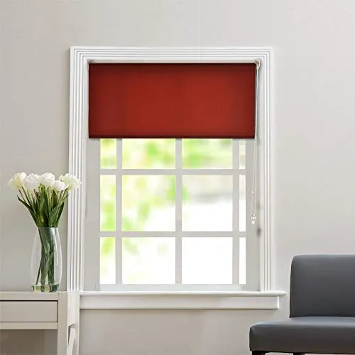 Deco Window Semi Blackout Roller Blinds for Windows (43" W X 84" L, Red) Roll-Up Shades Light Filtering Sun UV Protection Polyester Curtains for Home & Office