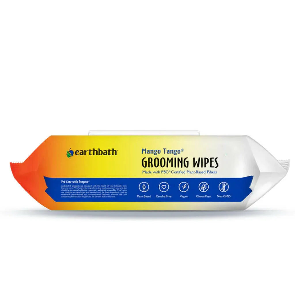 Earthbath Mango Tango Grooming Wipes for Dogs & Cats (100 ct)