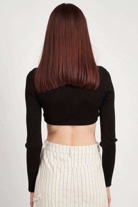 Emory Park | Collared V Neck Crop Top