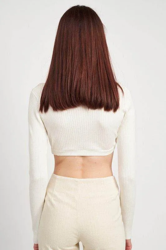 Emory Park | Collared V Neck Crop Top