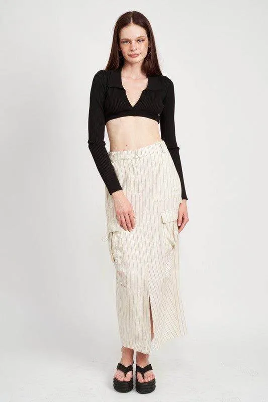 Emory Park | Collared V Neck Crop Top