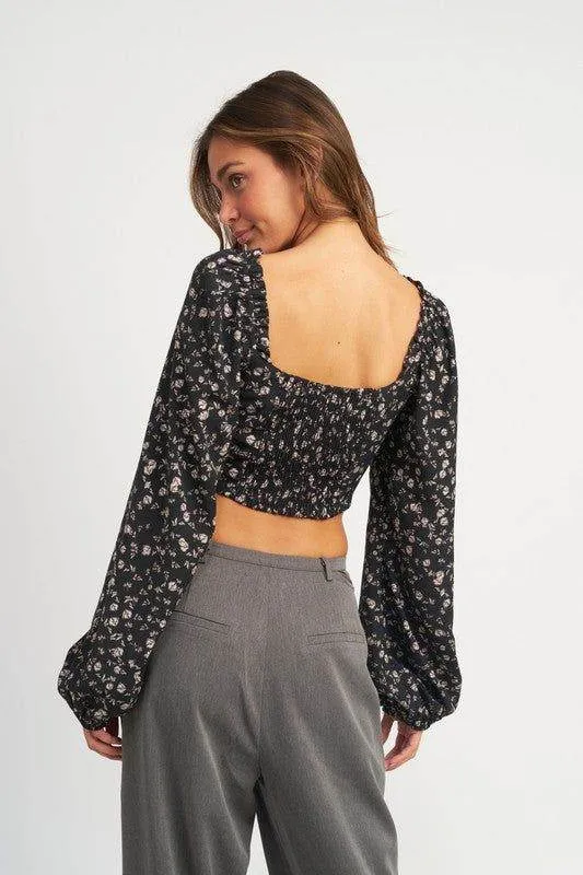 Emory Park Tie Front Floral Blouse