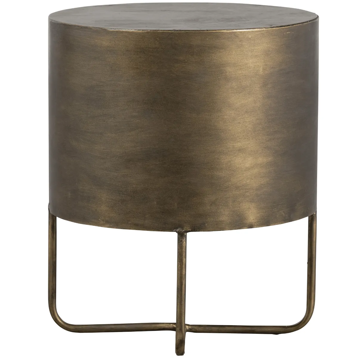 Glossy Antique Brass Metal Round Small Cabinet