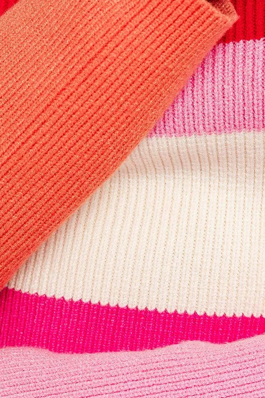 Kalee Long Sleeve Color Block Stripe Knit Top
