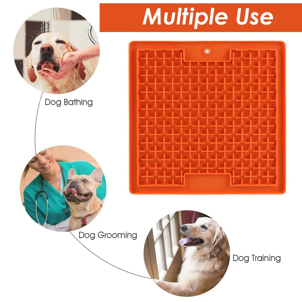 Pawpourri Sqaure Lickmat for Dogs and Cats (Orange)