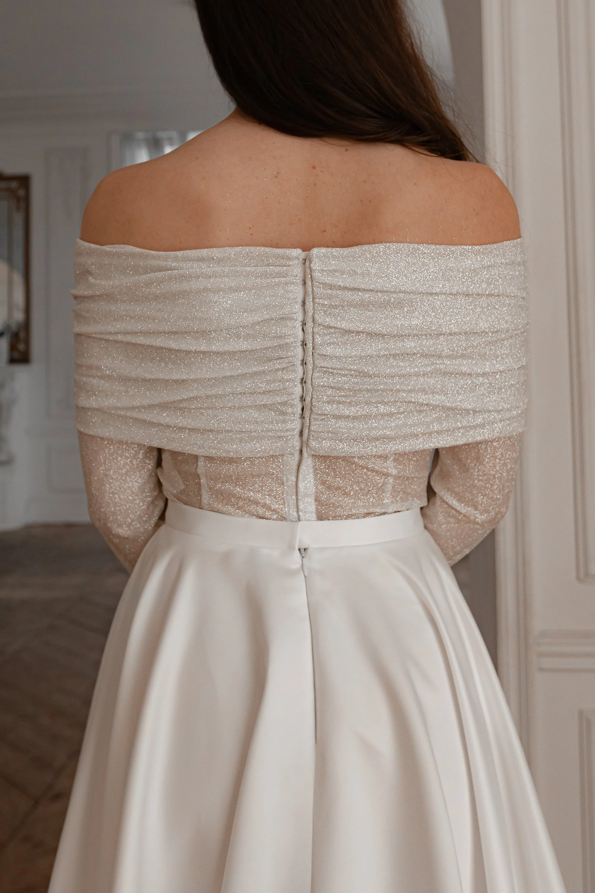 Platinum Glitter Bolero Grace with Long Sleeves