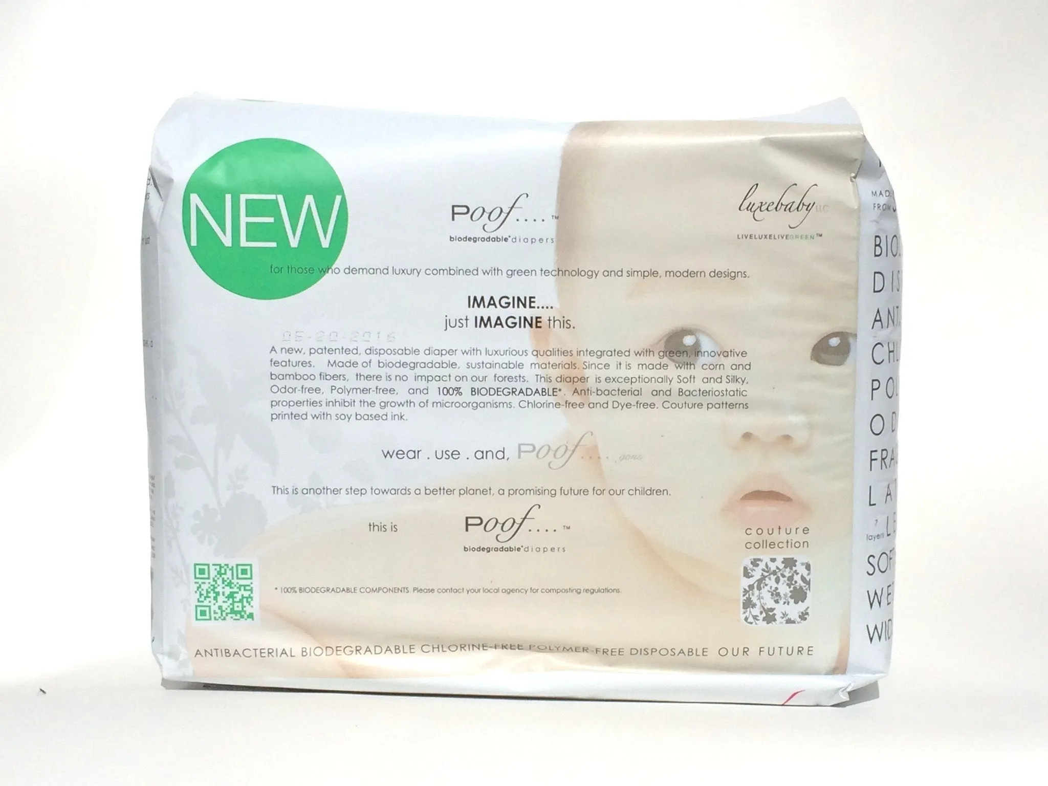 Poof SIZE 1 Taupe Chinoiserie Biodegradable DIAPERS