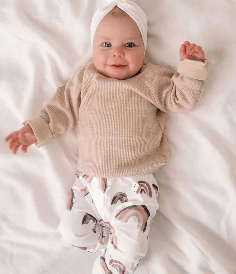 Waffle Top & Rainbow Pants Set
