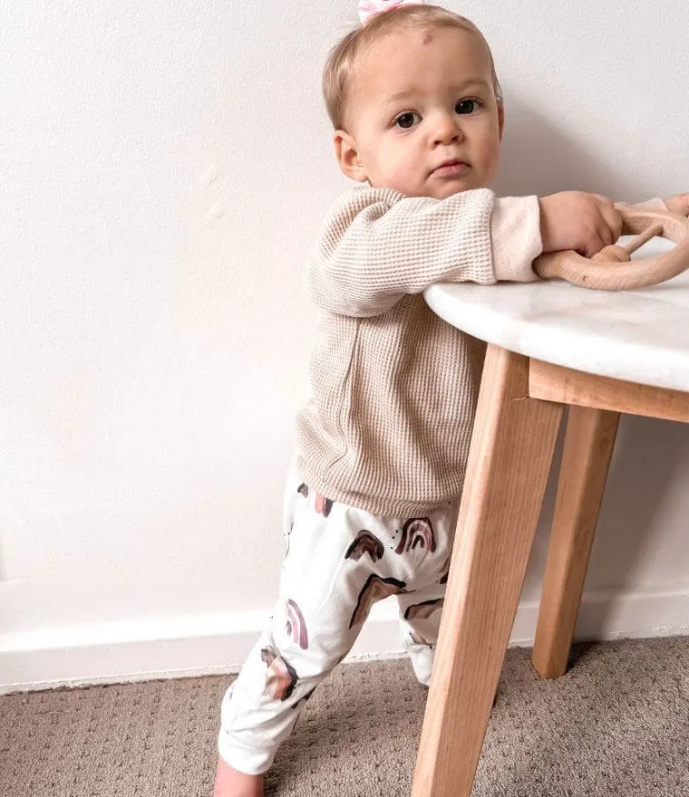 Waffle Top & Rainbow Pants Set