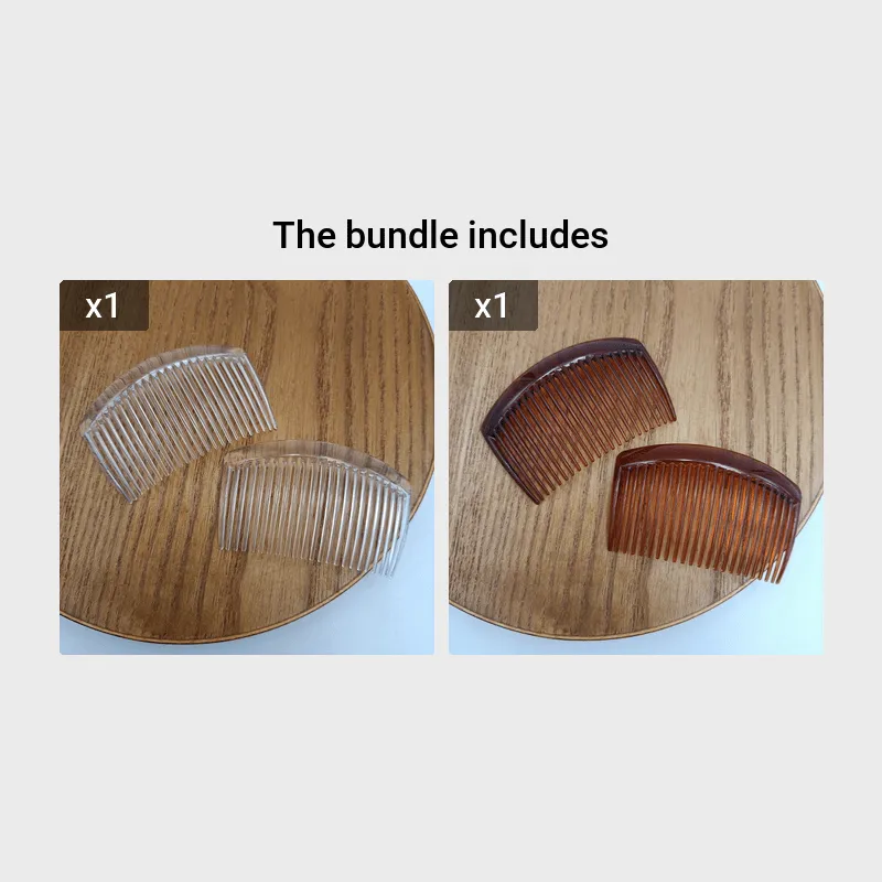 Womens 2Pack Solid Color Hair Combs with NoSlip Grip