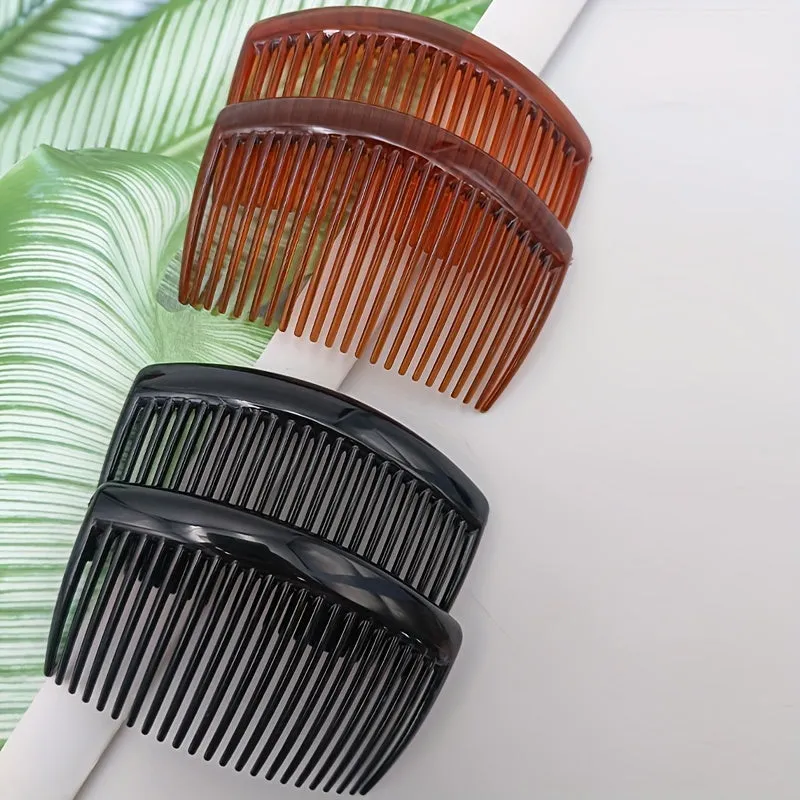 Womens 2Pack Solid Color Hair Combs with NoSlip Grip