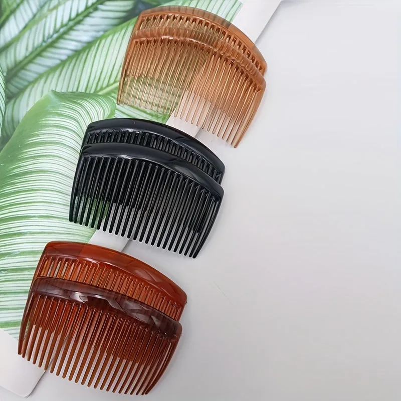 Womens 2Pack Solid Color Hair Combs with NoSlip Grip
