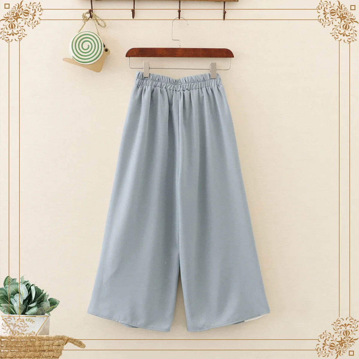 Women's Contrast Color Striped Floral Straight Pants 
