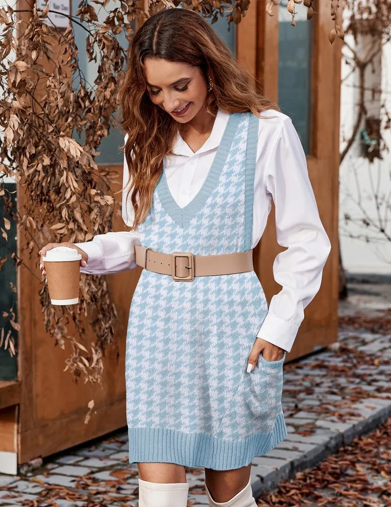 Zeagoo Womens Sweater Vest Dress Pattern Knitted Dress