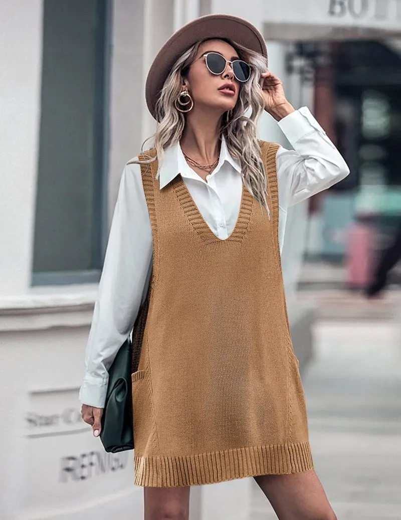 Zeagoo Womens Sweater Vest Dress Pattern Knitted Dress