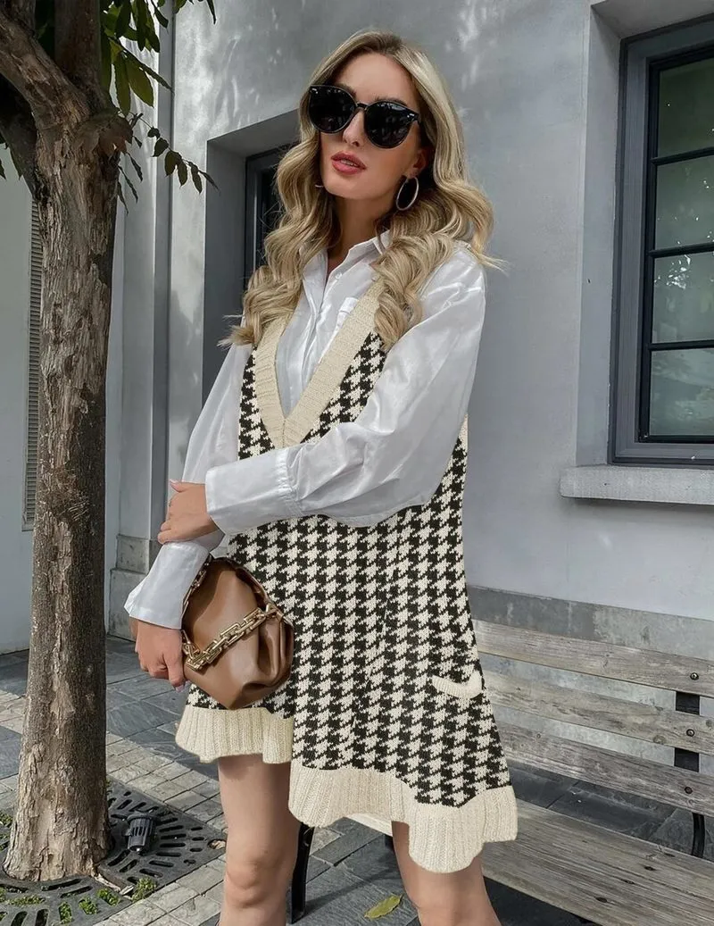 Zeagoo Womens Sweater Vest Dress Pattern Knitted Dress